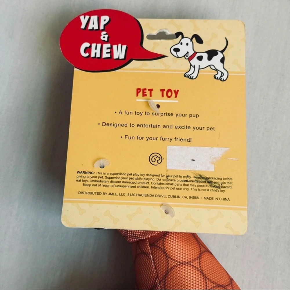 VIP & CHEW Orange Dragon Plush Dog Toy. NWT